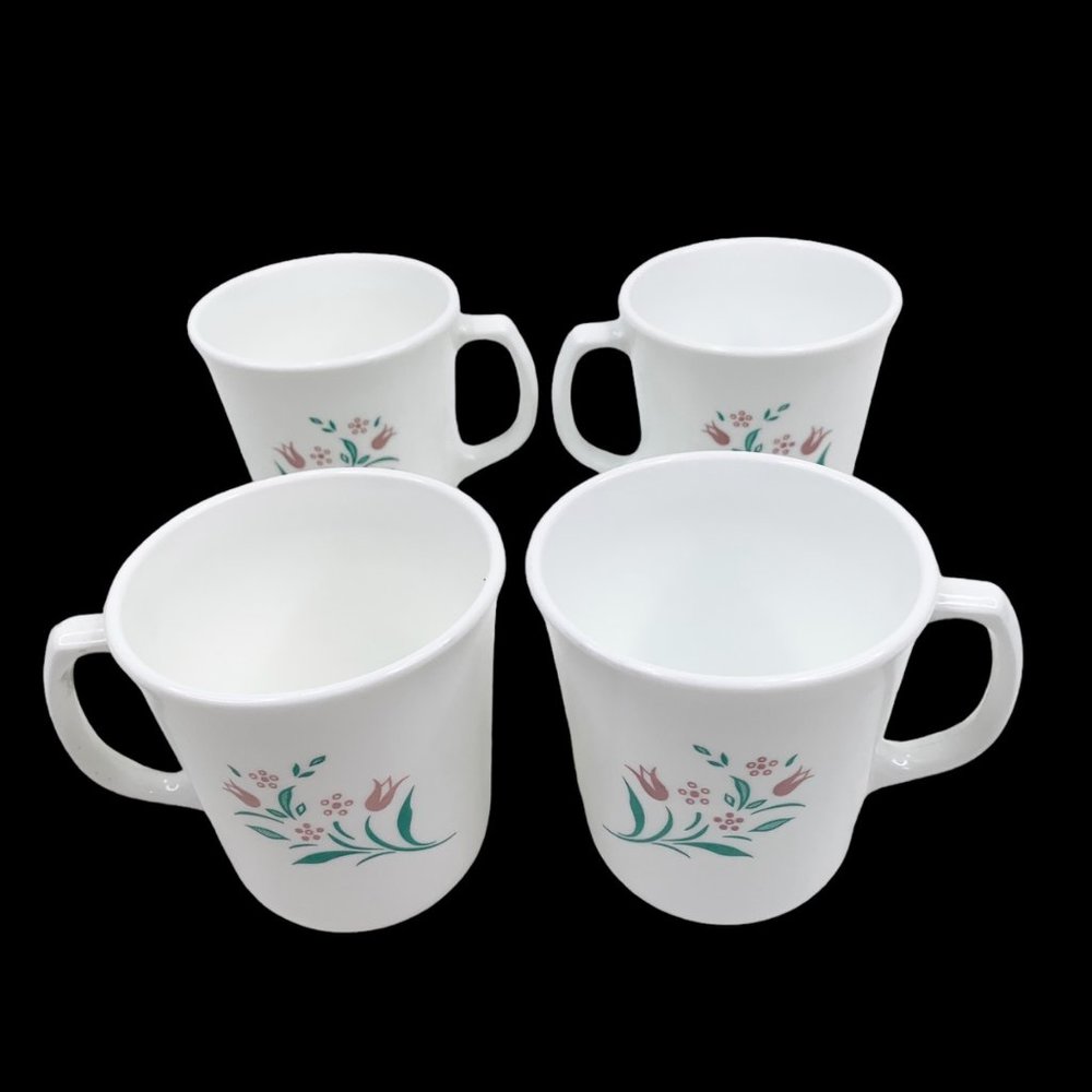Corelle by Corning Ware Rosemarie Coffee Cup Mug Set of 4 Pink Tulip Replacement